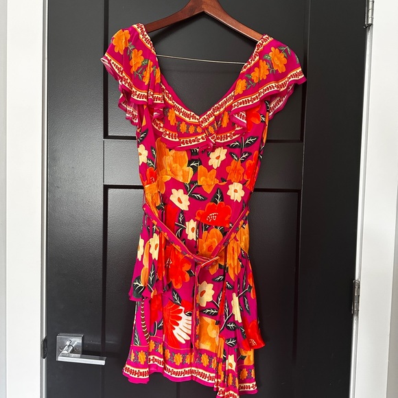 FARM Rio Pink Flowers Tapestry Mini Dress Small - Picture 7 of 11